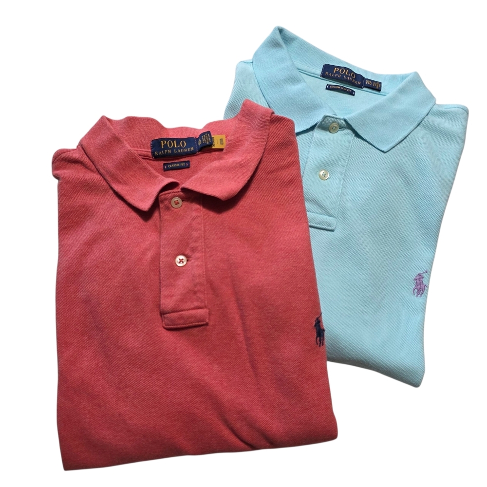 Ralph Lauren Polos Lot Of 2 Custom Slim & Claasic Fit XXL Red Blue